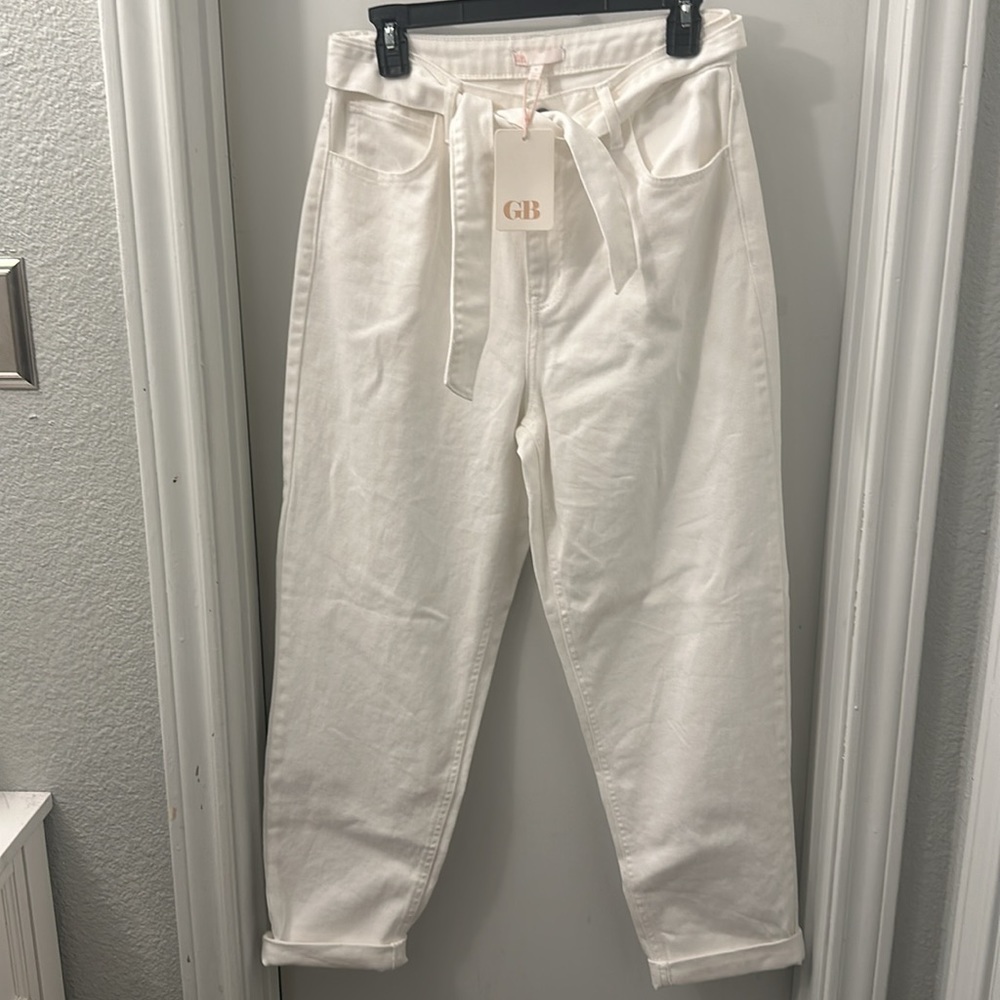 NWT GB High Rise Self Tie Waist Rolled Cuff Straight
Jeans